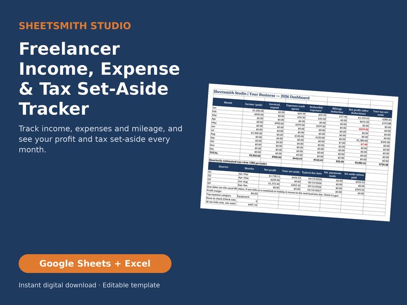 Freelancer Income Expense Tax Tracker template cover