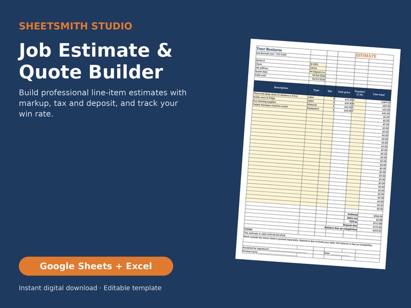 Job Estimate Quote Builder template cover